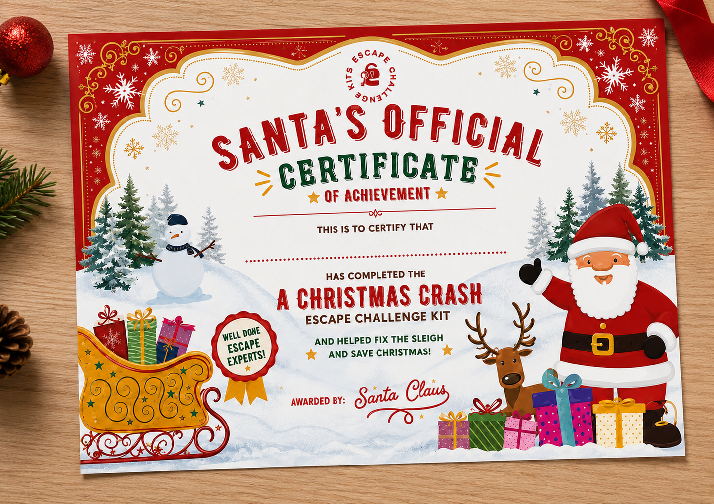 Christmas Escape Expert Certificate