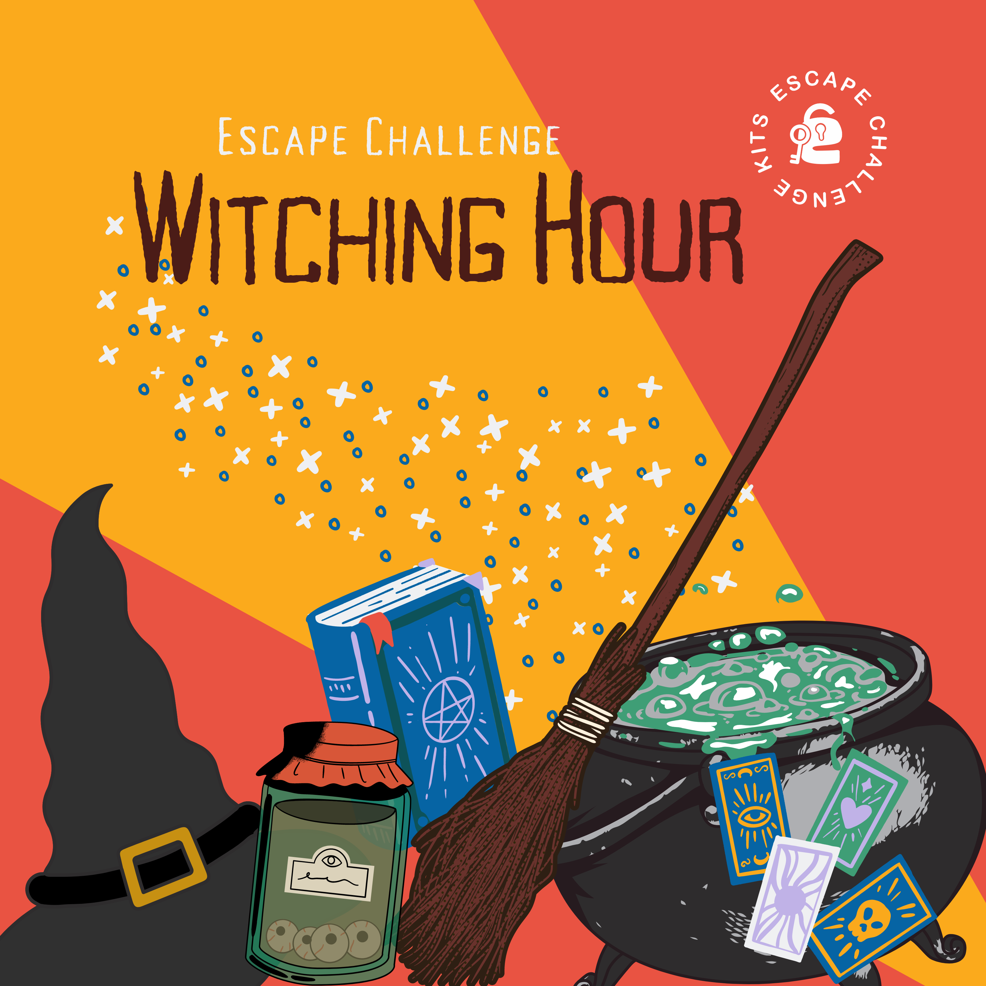 Witch Halloween themed escape room kit cover