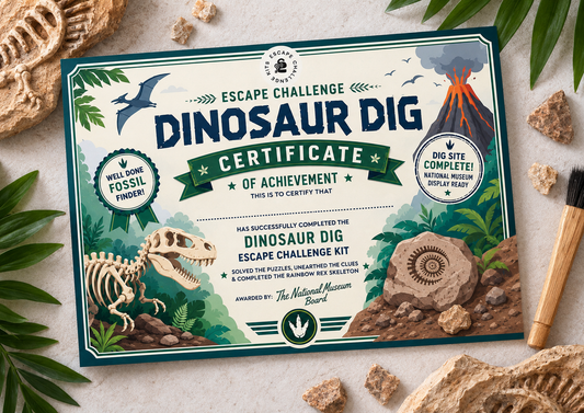Dinosaur Dig Fossil Expert Escape Certificate