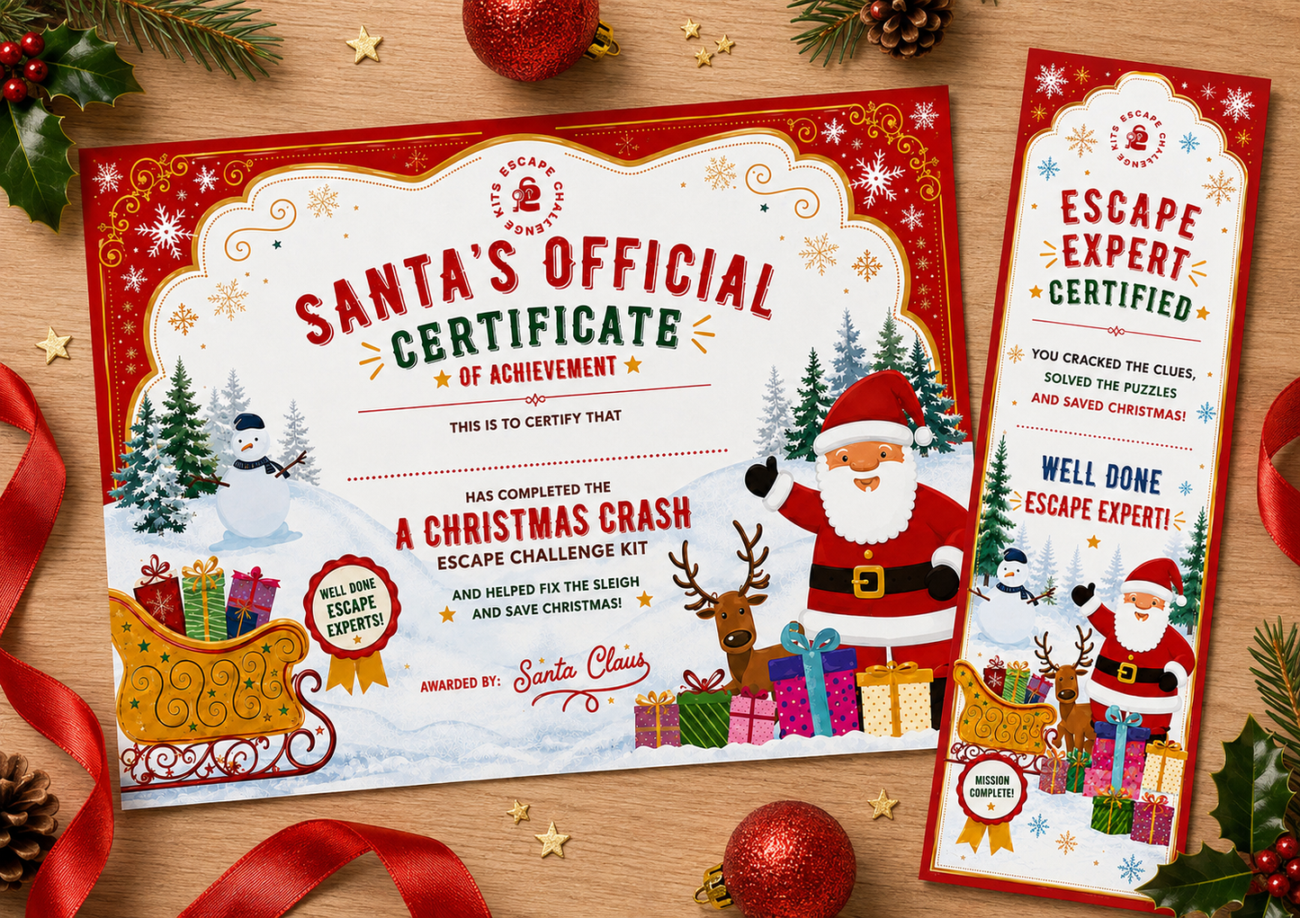 Christmas Escape Expert Certificate & Bookmark