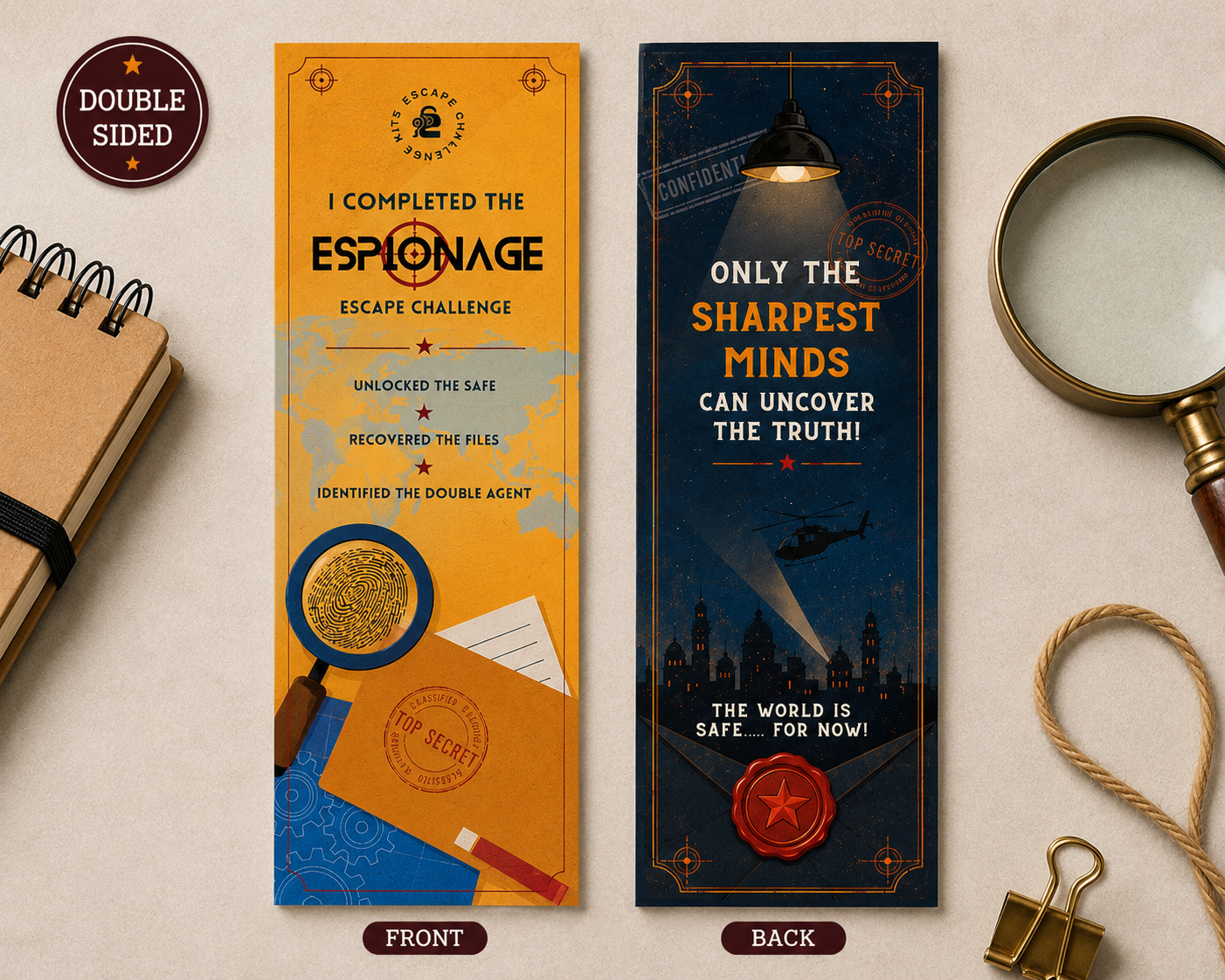 Espionage Expert Agent Certificate & Bookmark