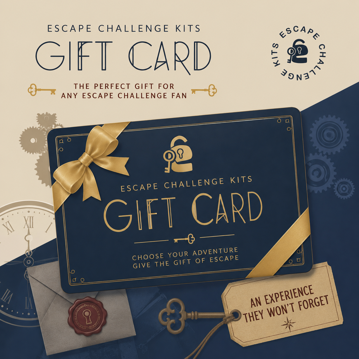 Escape Challenge Kits gift card for escape room games and puzzle adventures