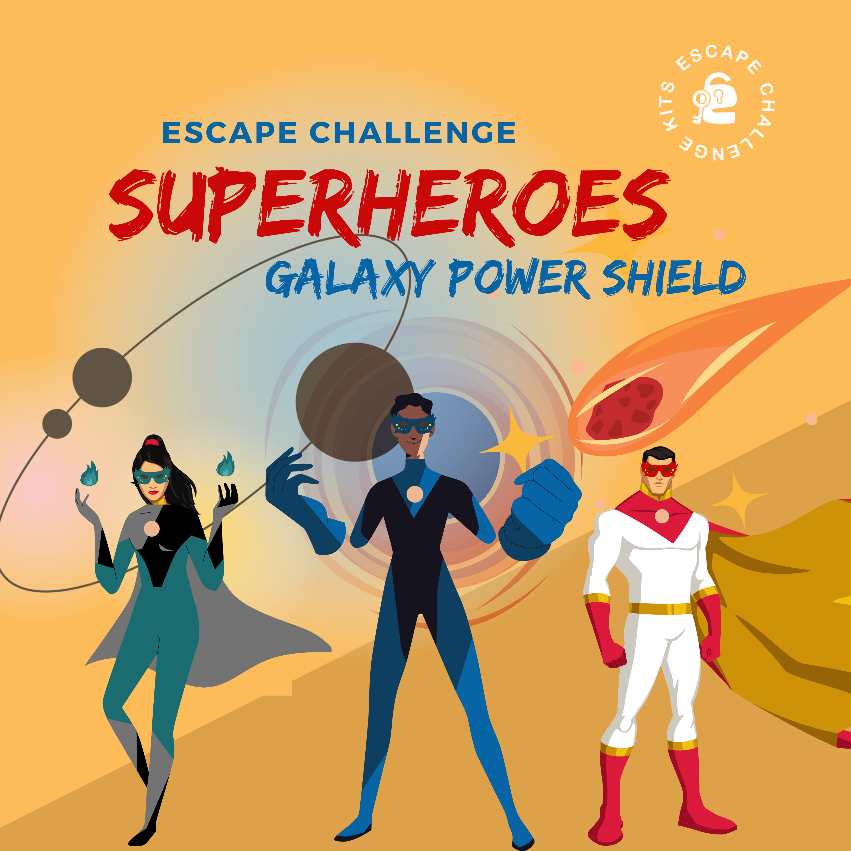 Superheroes escape room kit cover by escape challenge kits