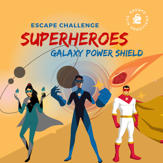 Superheroes escape room kit cover by escape challenge kits